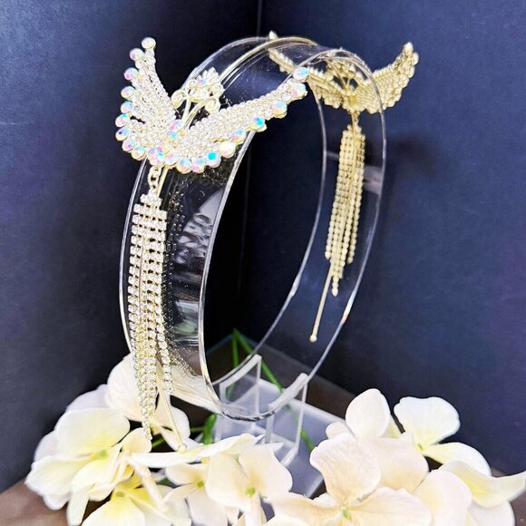 Angel Wings Headband, Hair Accessories for Girls, Goddess Headdress, Gold Crown - Picture 4 of 7